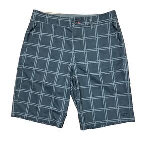 O’Neil Hybrid Shorts Mens 32 Black Gray Plaid Board Shorts Surfing